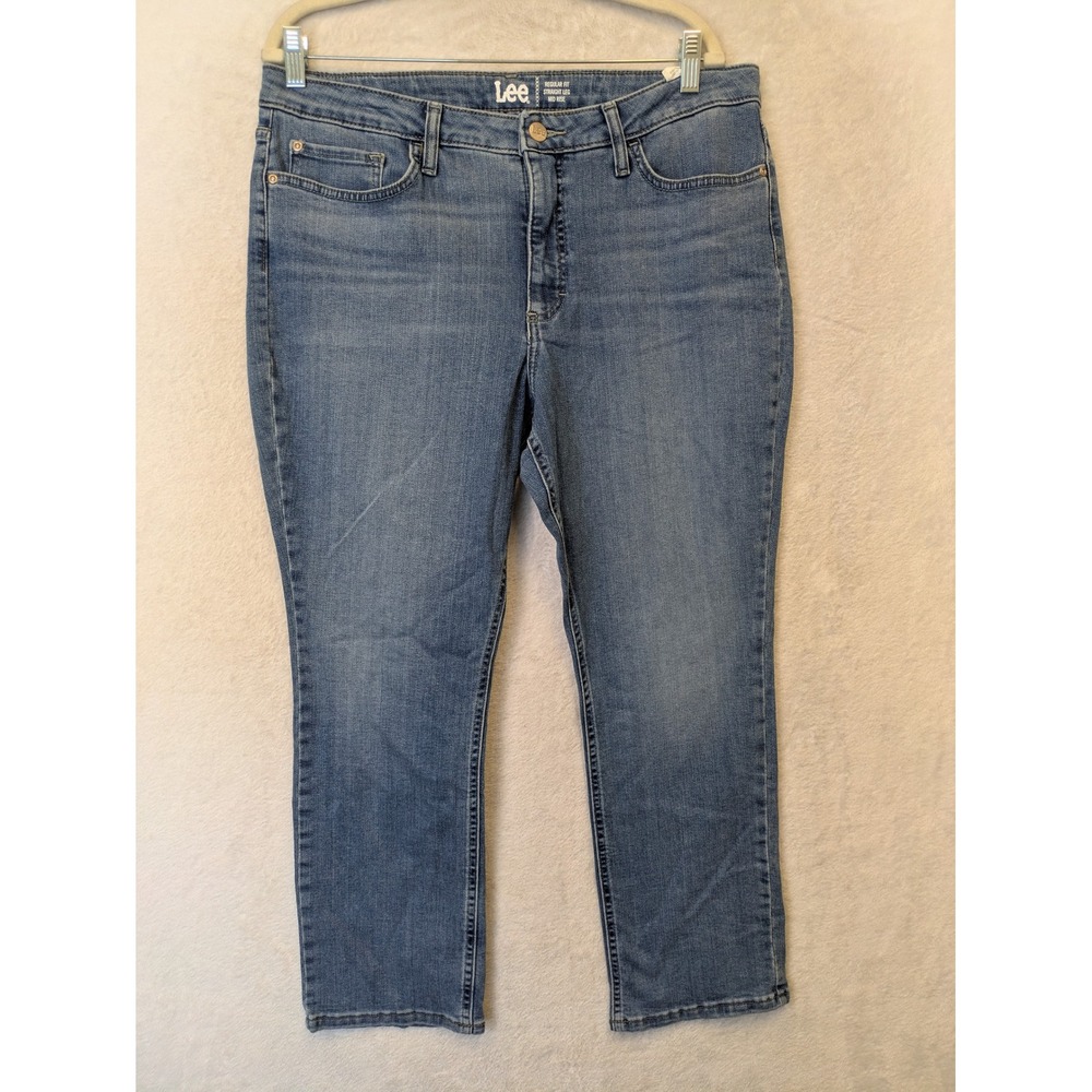 NEW Lee Straight Leg Jeans Women's 16P Blue Mid Rise Regular Fit
